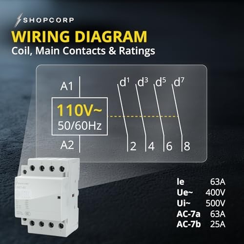 4 Pole 120V Coil Normally Open Contactor 60A DIN Rail Mount