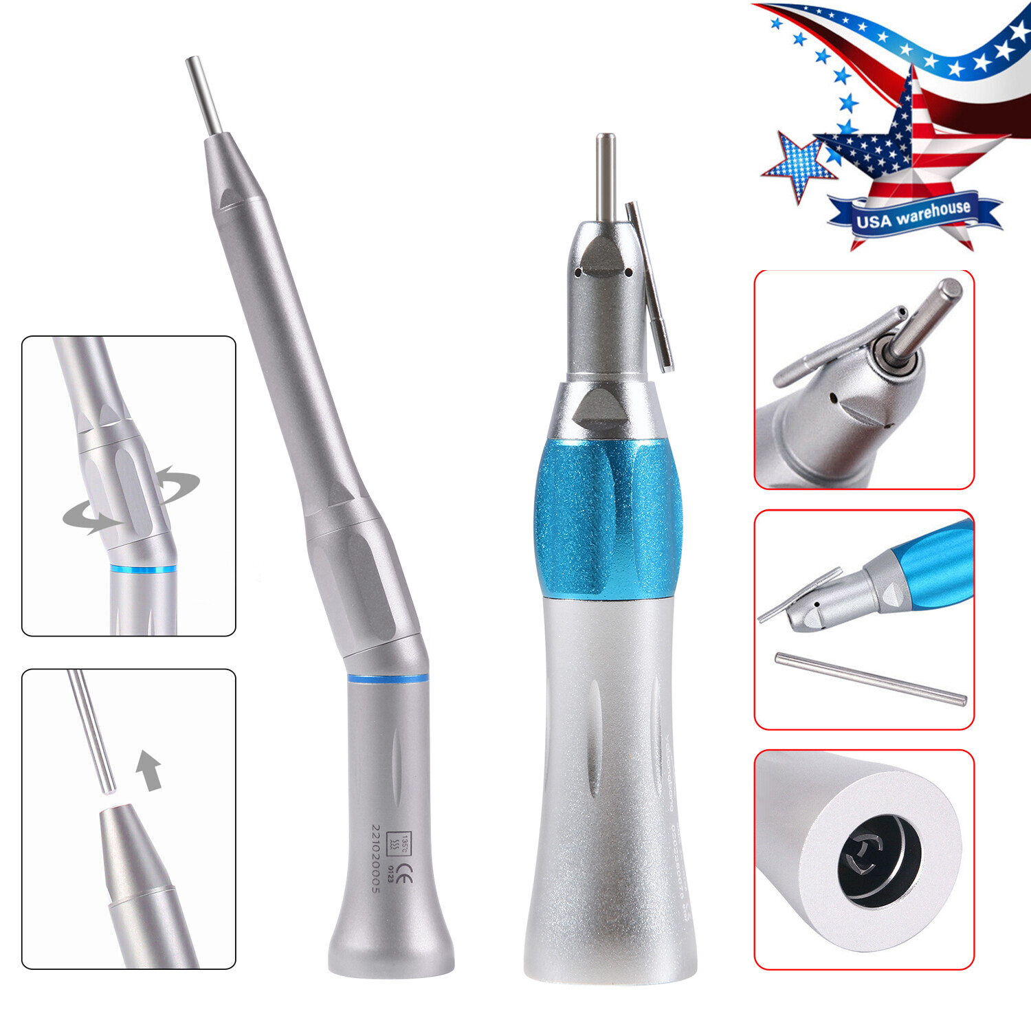 Dental Surgical 20° Straight Handpiece 1:1 Nose Cone External Irrigation