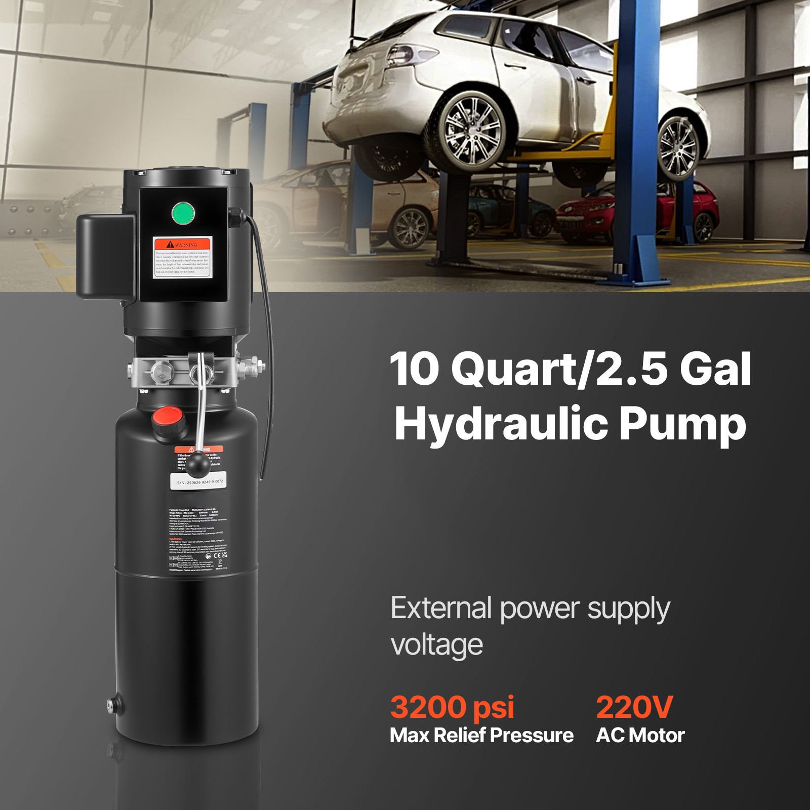 Uimoso Hydraulic Power Unit AC 220V 10 Quart Single Acting System
