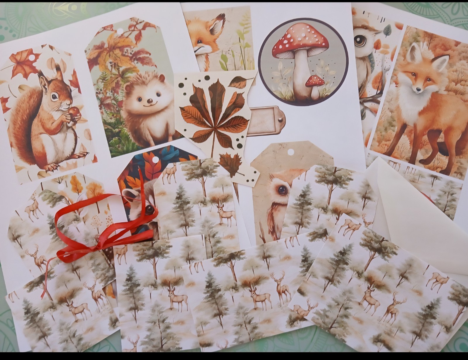 Junk Journal Booklet «WOODLAND CREATURES» HANDMADE Forest Life Lg 5.5″x8.5″ 40p