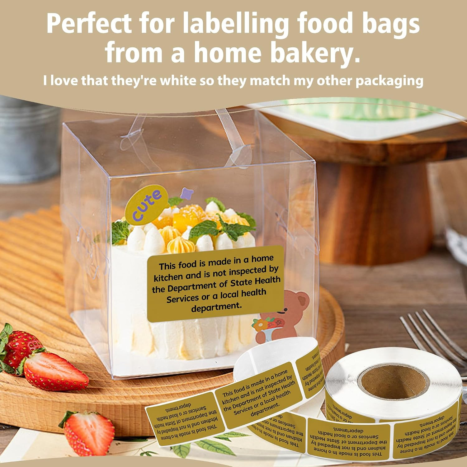 500 Count Cottage Food Law Labels Stickers, 2X1 Inch Made in a Home Kitchen Labe