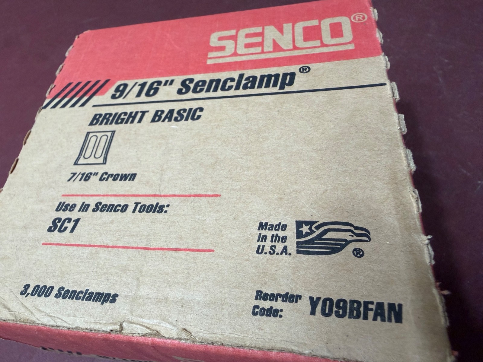 SENCO 9/16″ Senclamp Bright Basic Y09BFAN, 7/16″ Crown, 2940 Count