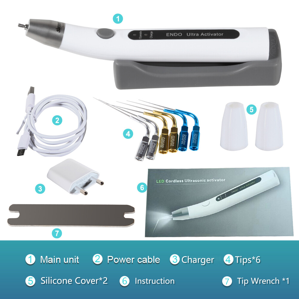 Dental Endo Ultra Activator Ultrasonic Irrigator Root Canal Handpiece & Tips Kit