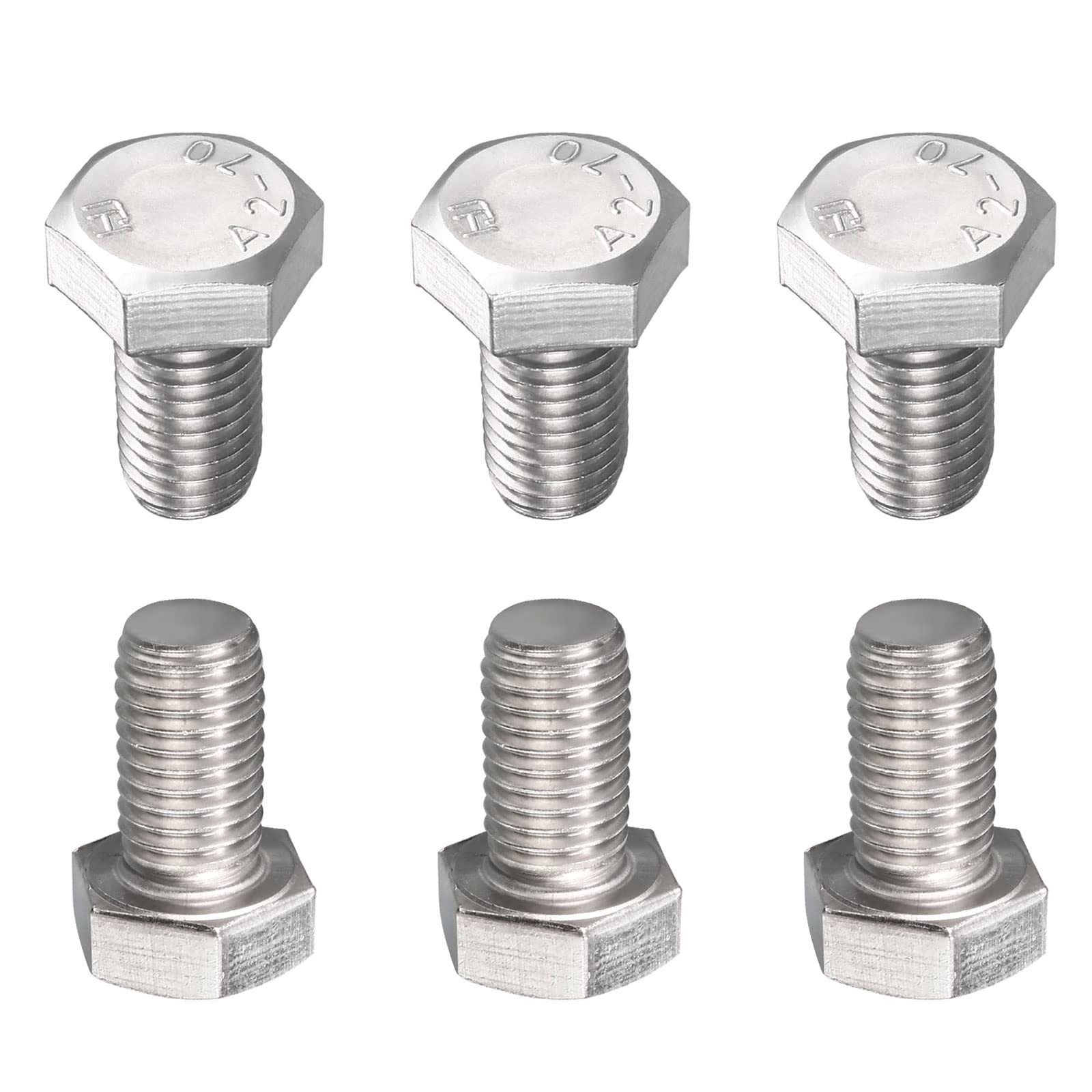 6 PCS M14x25mm DxH 304 Stainless Steel Hex Bolts Machine Tool Head Screws
