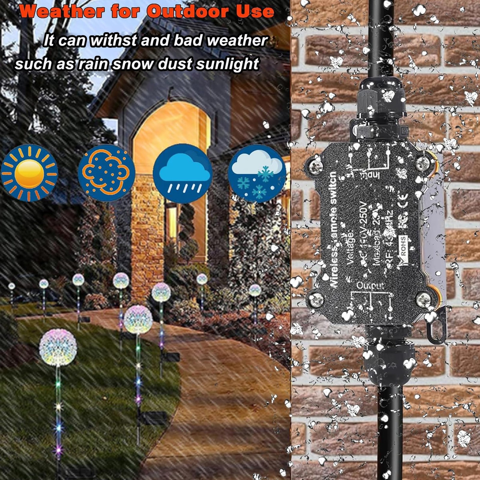 AC110V Remote Control Power Switch,Waterproof Wireless Light 110-250V