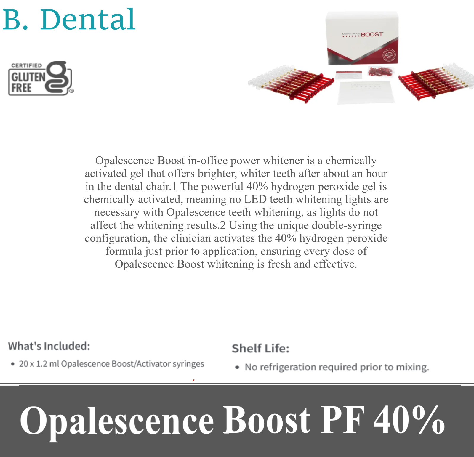 Ultradent Opalescence Boost 40% Tooth Whitening Intro Dental Kit 20/Bx x 1.2mL