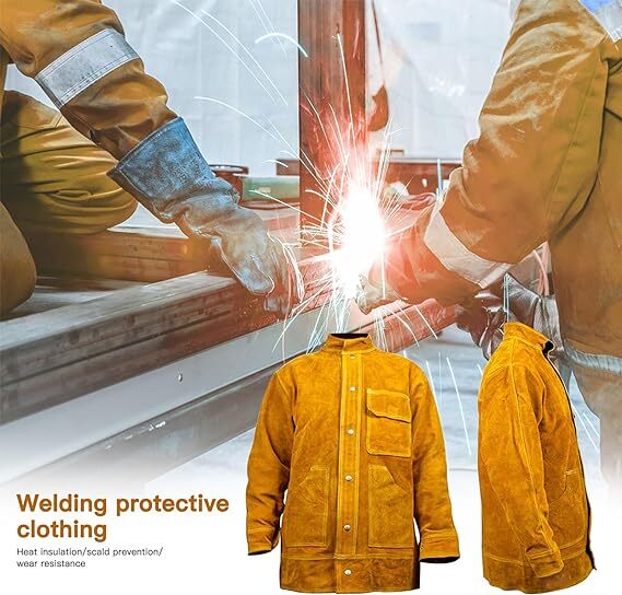 Leather Welding Work Jacket Split Welder Jacket Clothes For Men Women XXXL Size