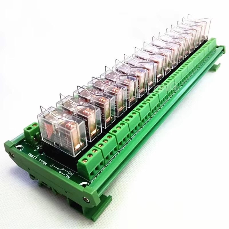 16 Channels DIN Rail Mount 16A Power Relay Interface Module G2R-1-E DC 24V