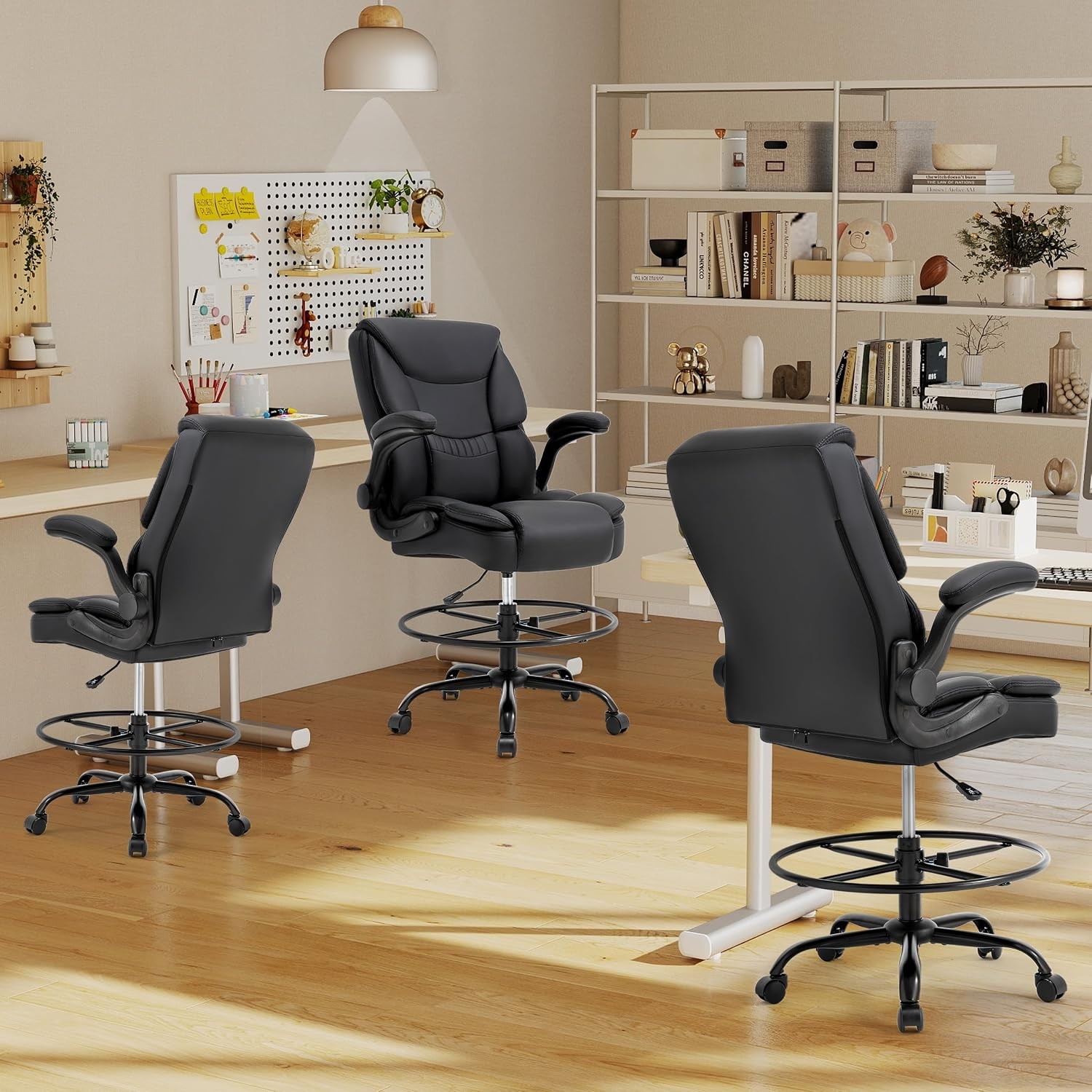 500LBS Drafting Chair High Back Safer Standing Desk Chair Executive Tall Office