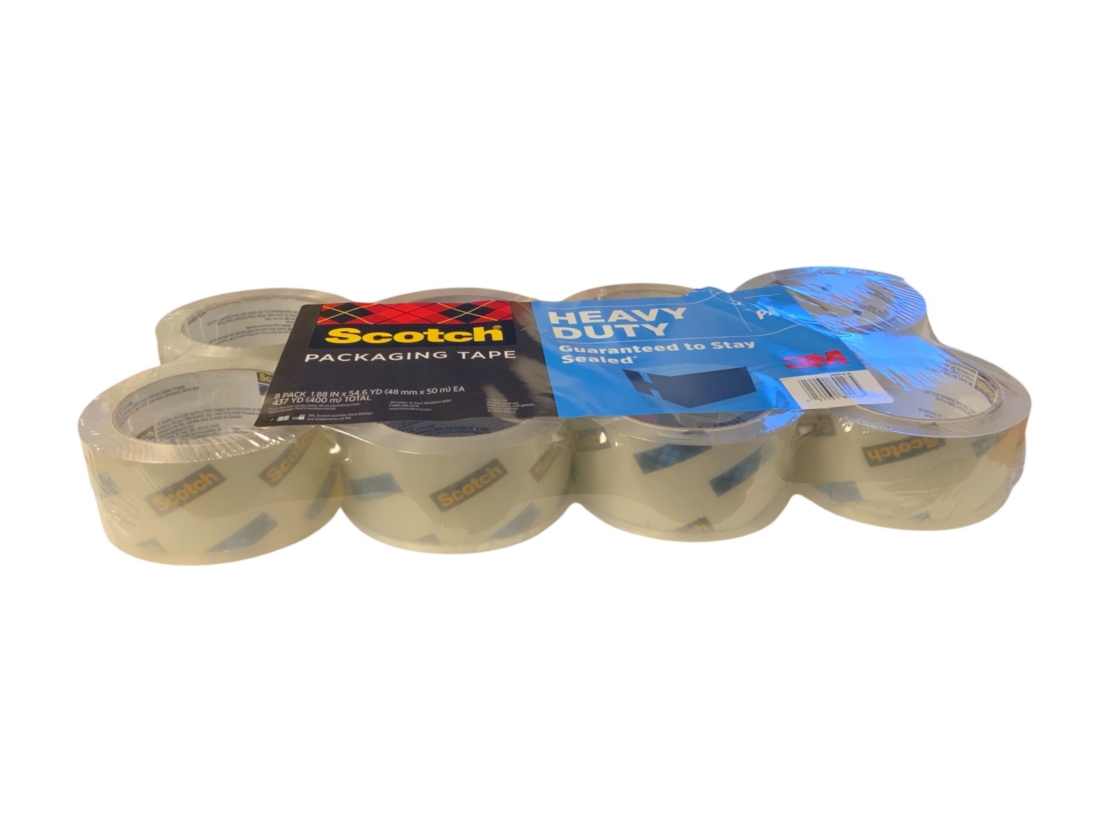 Scotch Heavy Duty Packaging Tape 8 Pack 1.88″x54.6 yd Clear Shipping Moving Tape