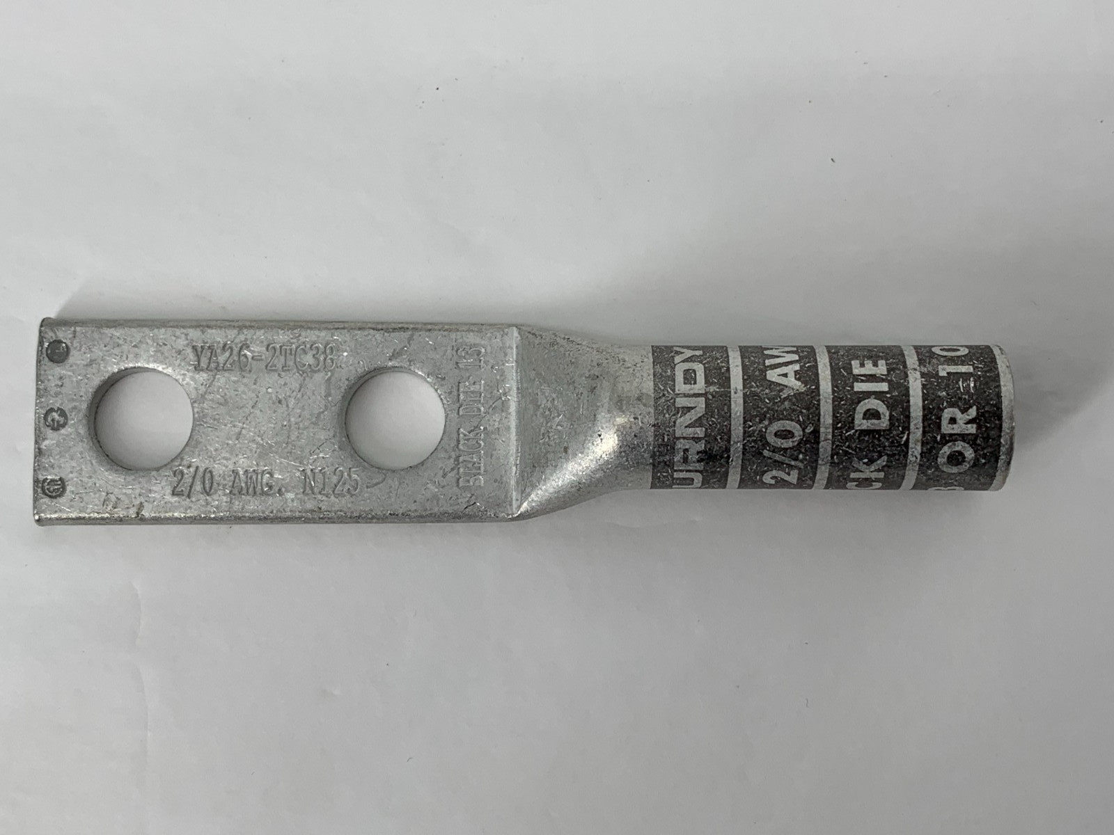 Burndy YA262TC38 50239NL 2-Hole Compression Lug 2/0 AWG Solid/Stranded Copper