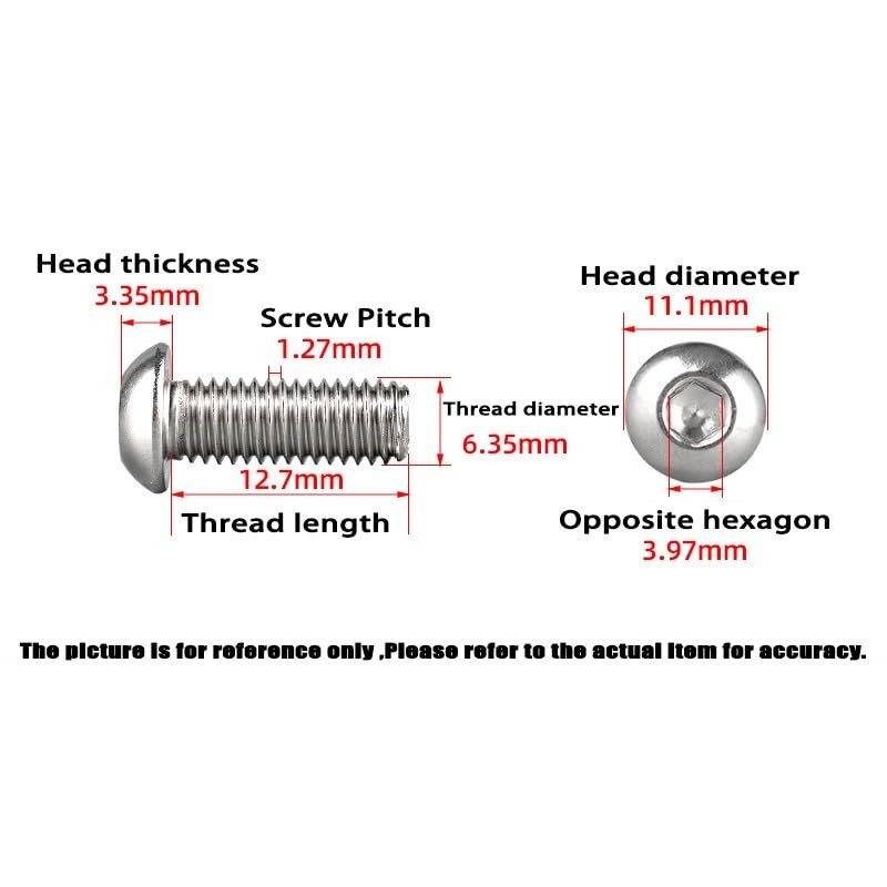1/4-20X1/2 Button Head Socket Cap Screws, 304 Stainless 1/4-20X1/2, Silver