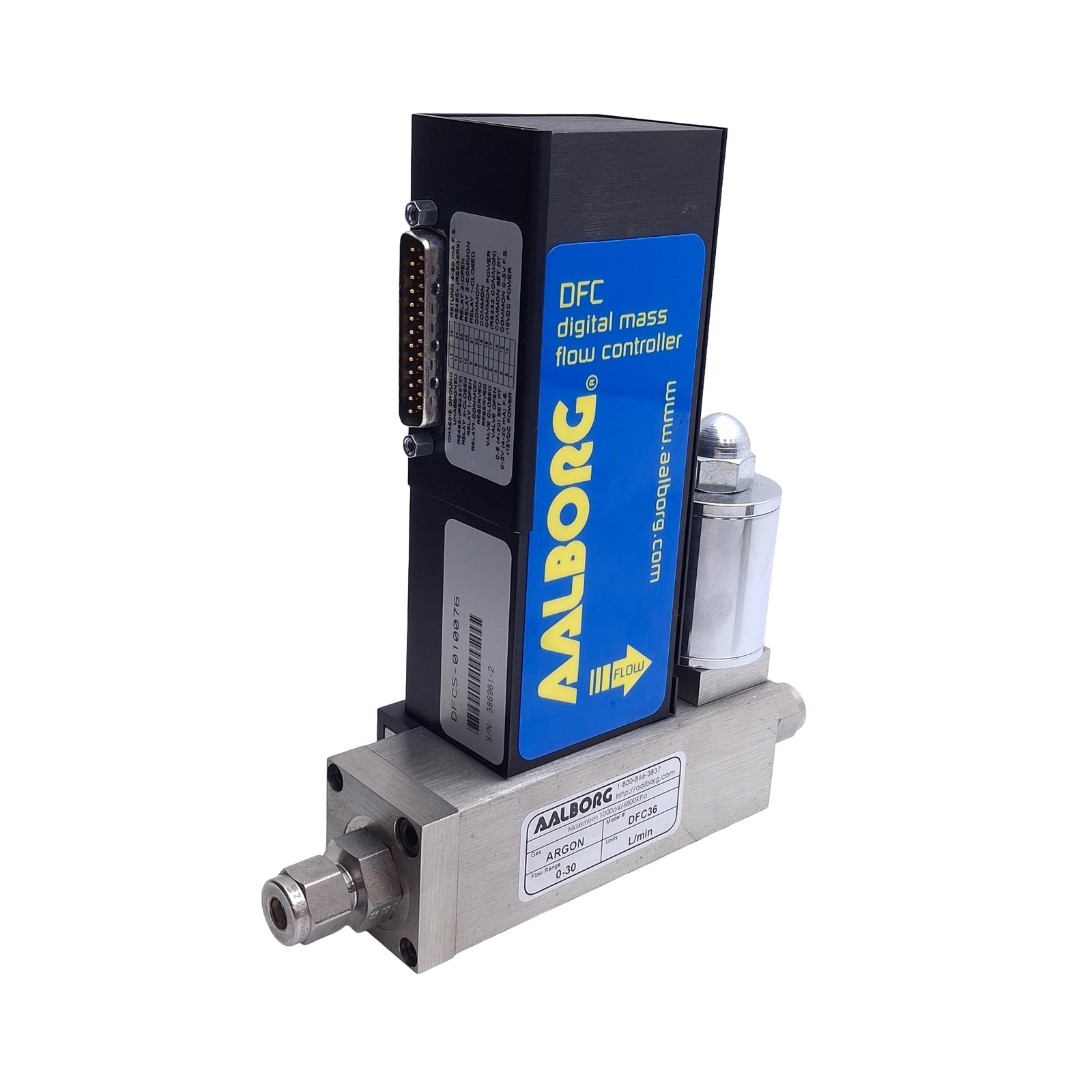Aalborg DFC36S-VAN5-C5 Mass Flow Meter, 0-30 L/min Argon, RS485, 0-5VDC Output