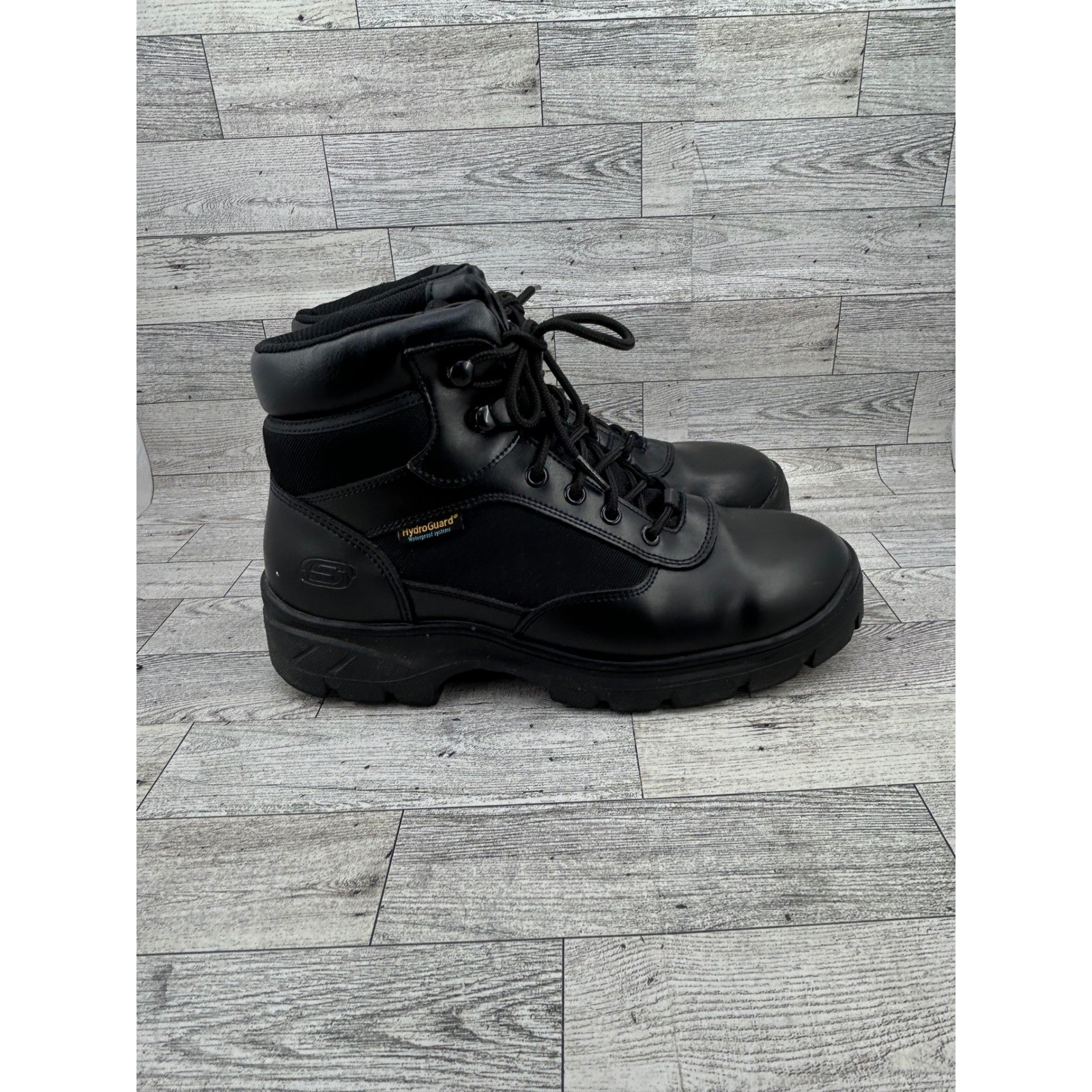 Skechers Work Waterproof EH Boots Men’s Size 9 Black Leather Lace Up HydroGuard
