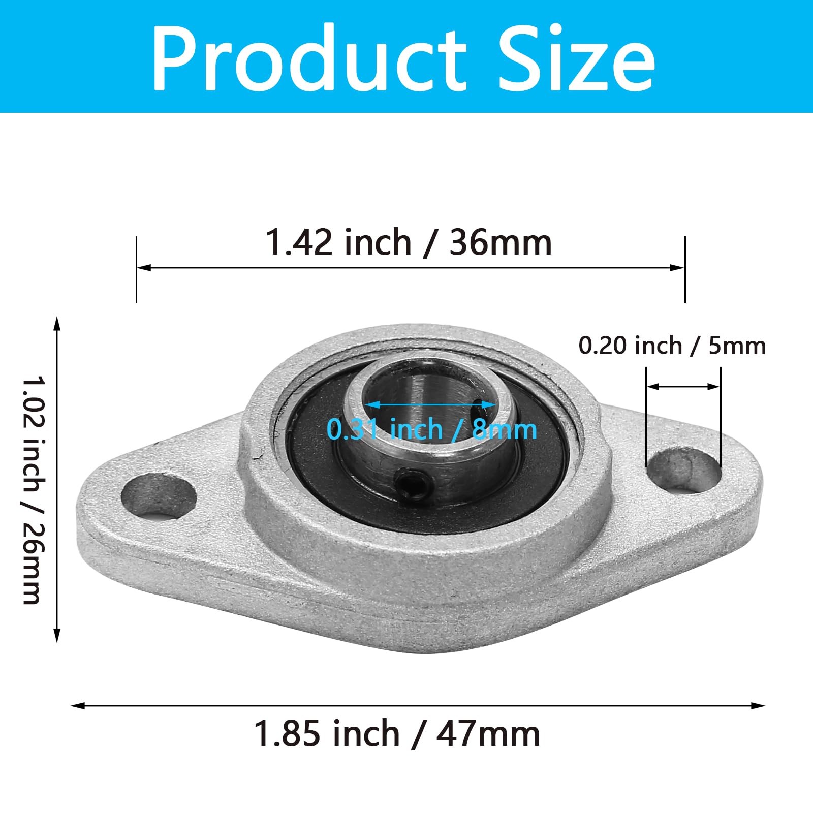 KFL08 Pillow Block Bearing Flange, 8mm / 0.31 inch