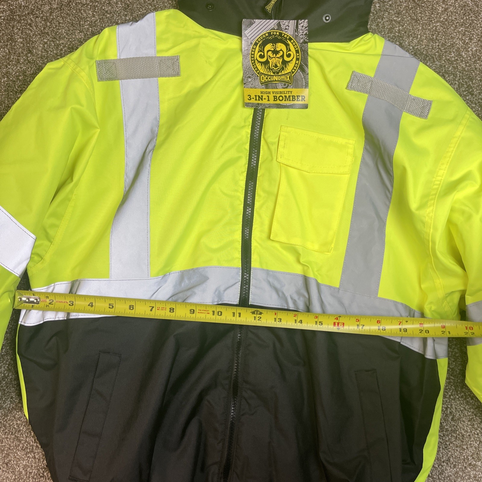 Occunomix Jacket High Visibility 3 in 1 Bomber Work Coat Yellow & Black – Medium
