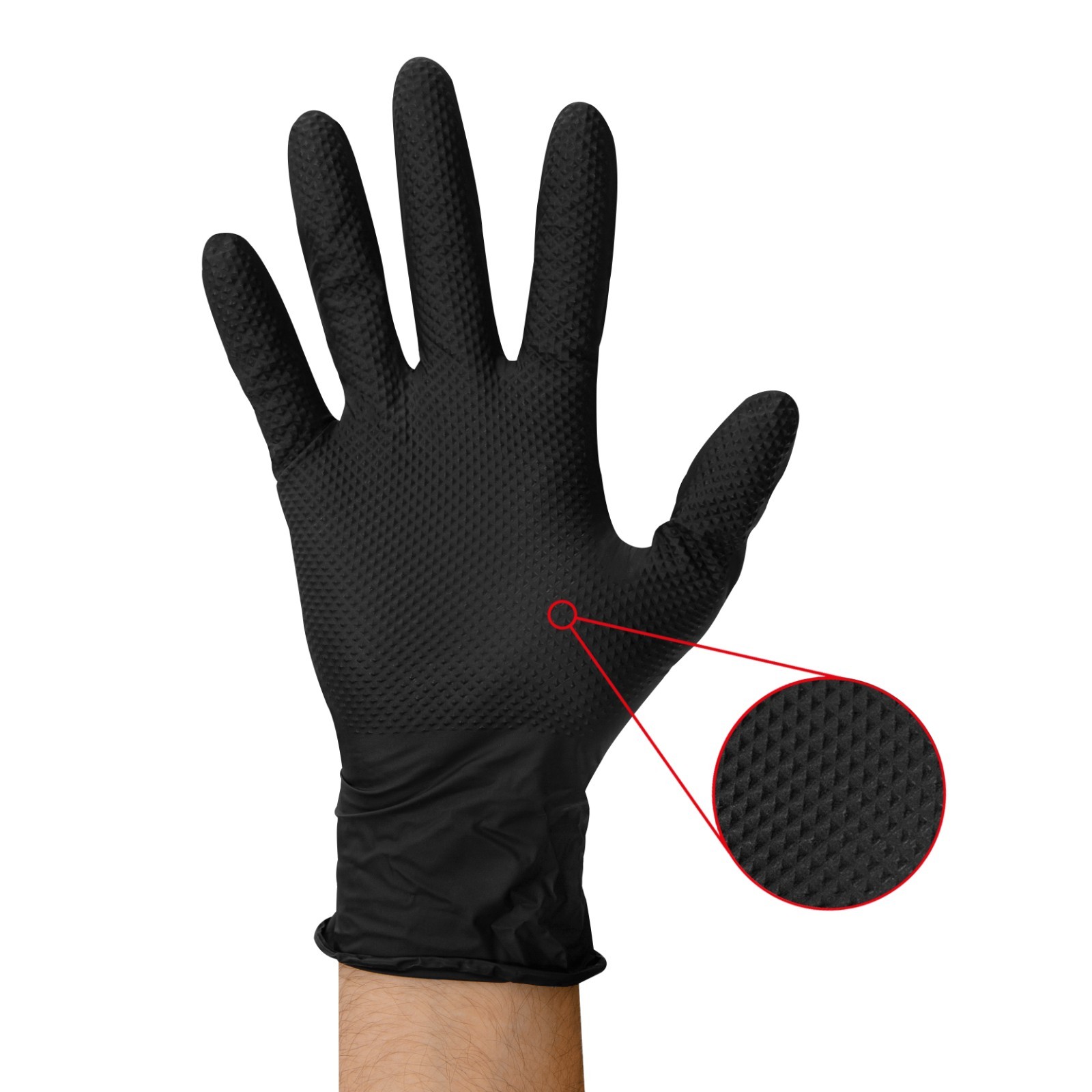 Black/Orange Nitrile Rubber Gloves 8-10 Mil Raised Diamond Texture 100 per box