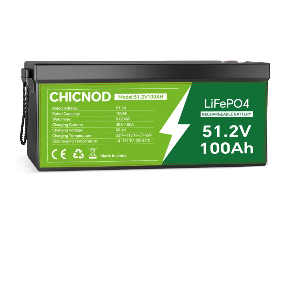 CHICNOD 48V 100Ah Golf Cart LiFePO4 Lithium Battery 5120Wh BMS+58.4V 20A Charger