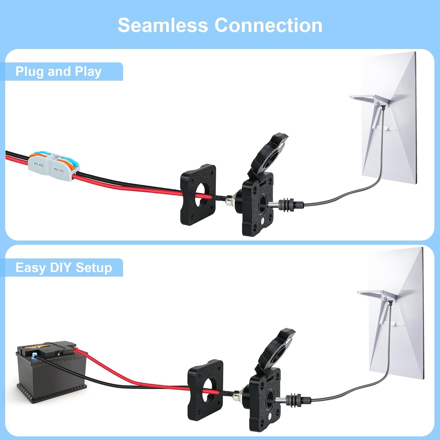 RV Waterproof Cable Pass through Panel Mount for Starlink Mini, ASA DC 5.5X2.1Mm