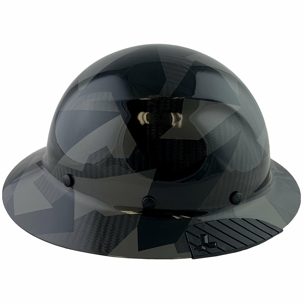 DAX Actual Carbon Fiber Full Brim Lift Safety Hard Hat – Camo Black
