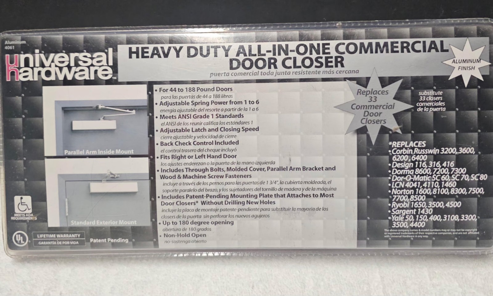 Universal Hardware Heavy-Duty All-in-One Commercial Door Closer UH4061
