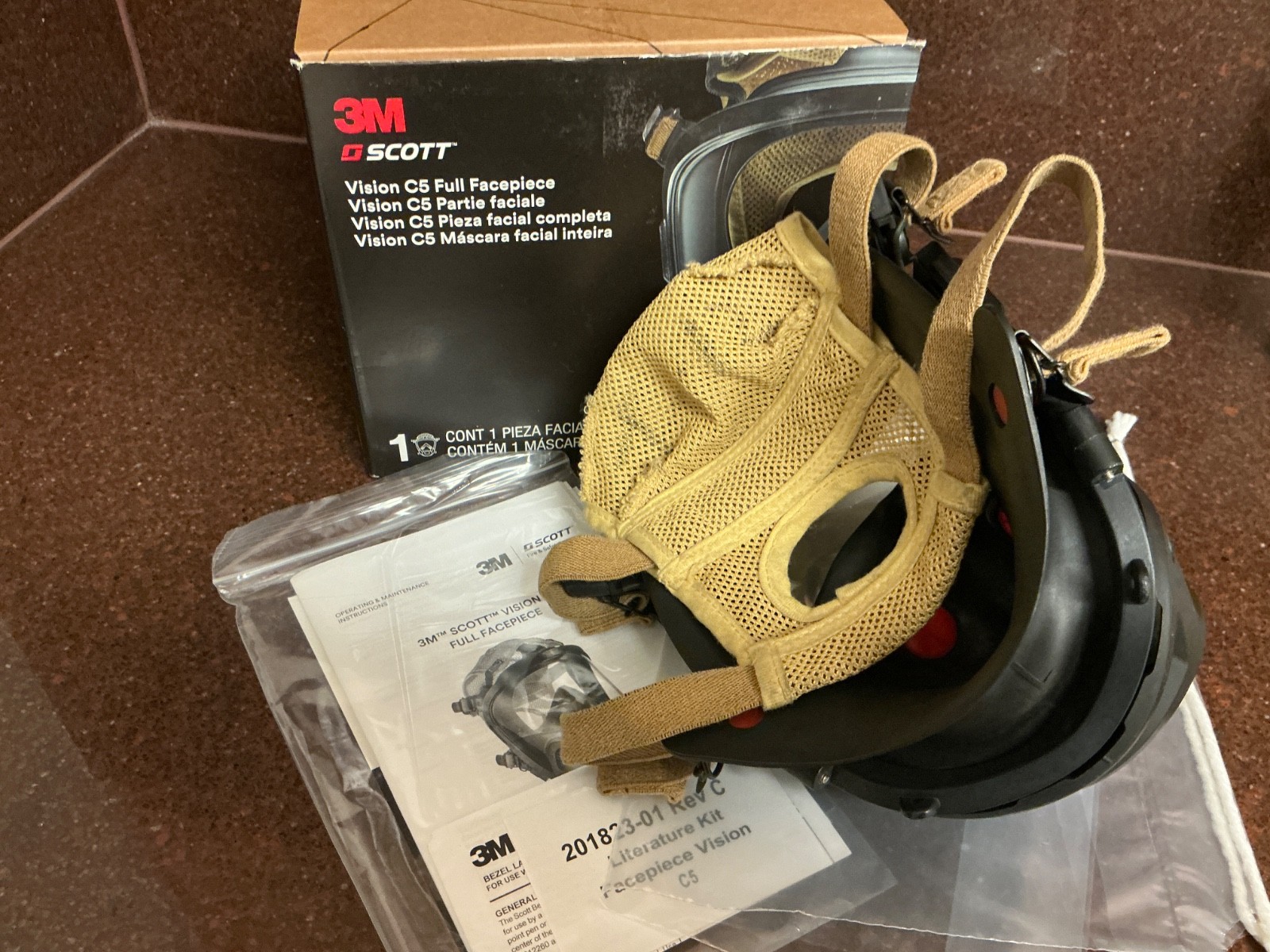 3M Scott VISION C5 Mask KEVLARHead-Net SCBA Firefighter Full Facepiece Sz Large