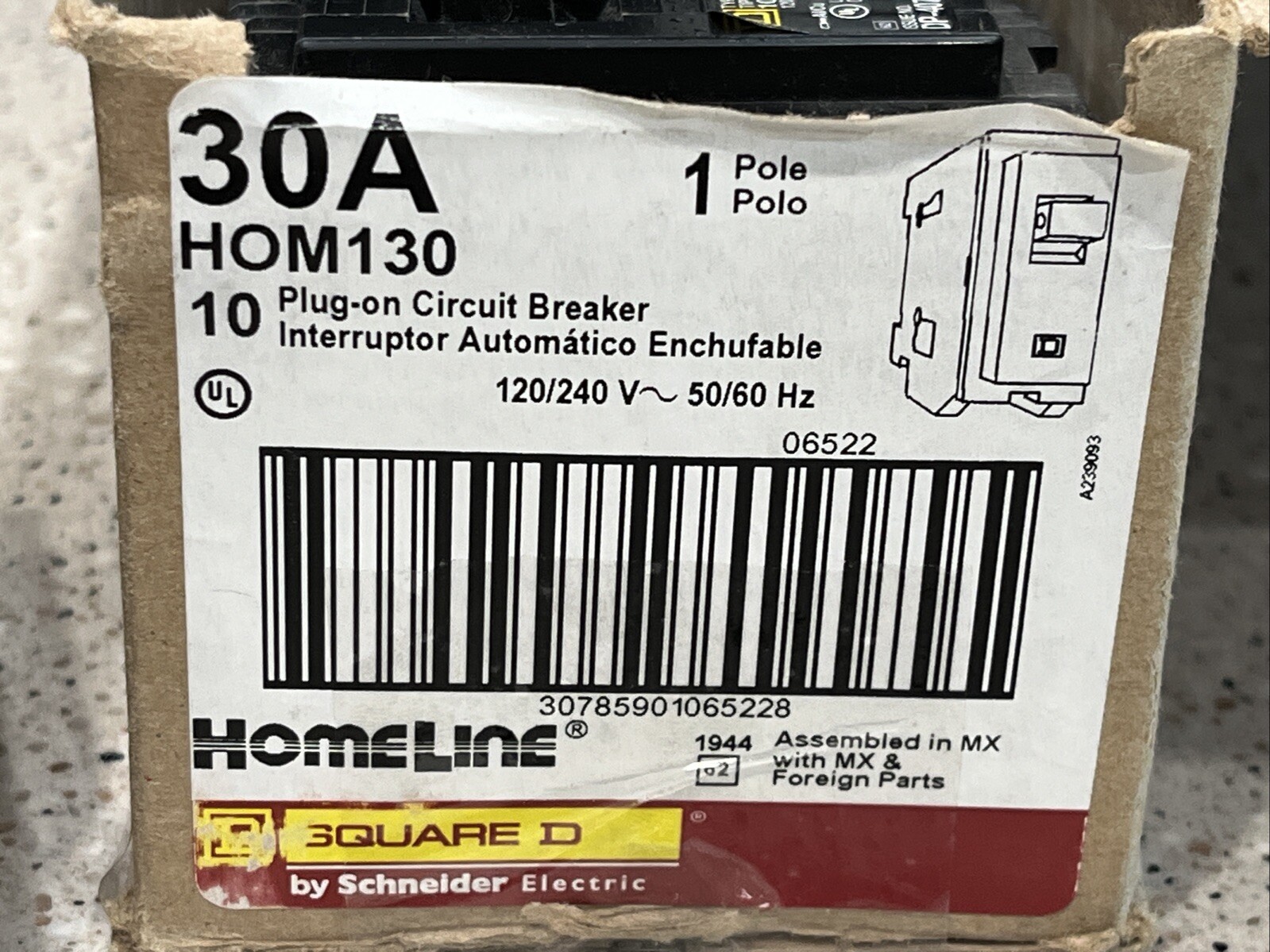 Square D HOM130 (10 PACK) 30A 2P 120/240V Circuit Breakers LOT OF 10 NEW IN BOX