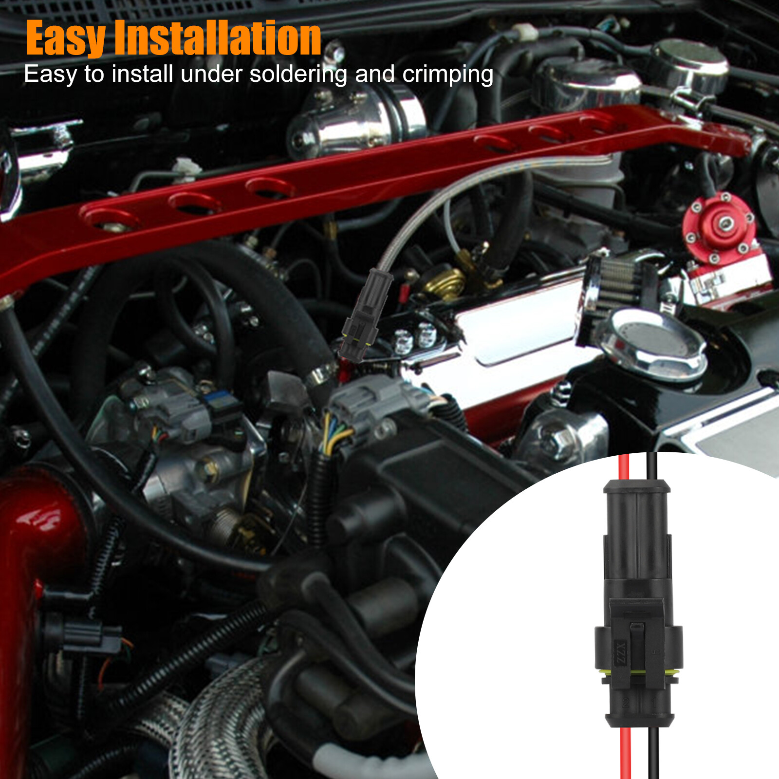 10-Pair Waterproof 12V 2-pin Electrical Wire Connector Plug Cable Boat Car truck