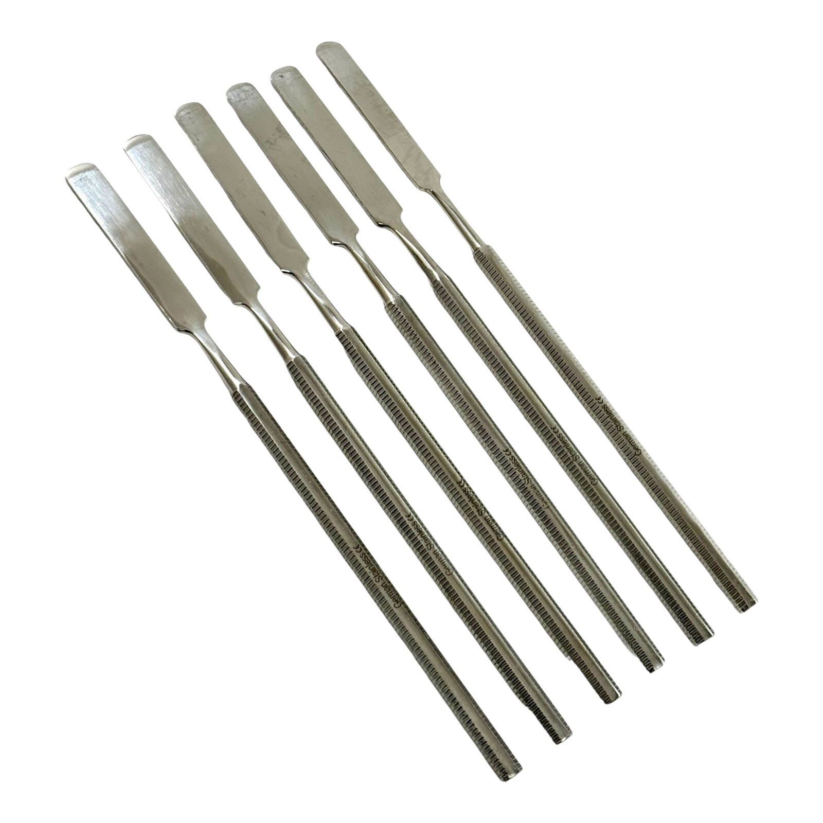 Dental Cement Spatulas, Flat Single-Ended with Textured Grip Stainless Pack of 6