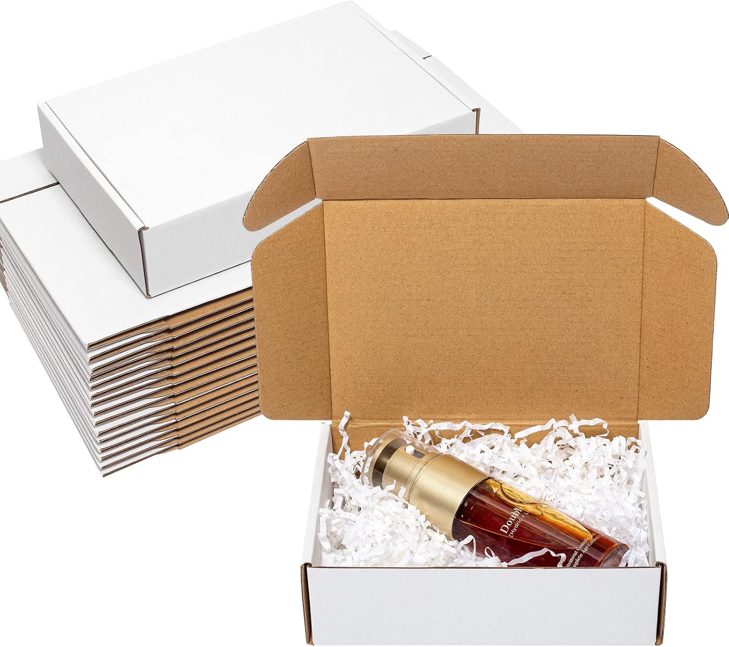 Wowxyz Shipping Boxes 7x5x2″ 25 Pack – White Corrugated Cardboard Box Mailers fo