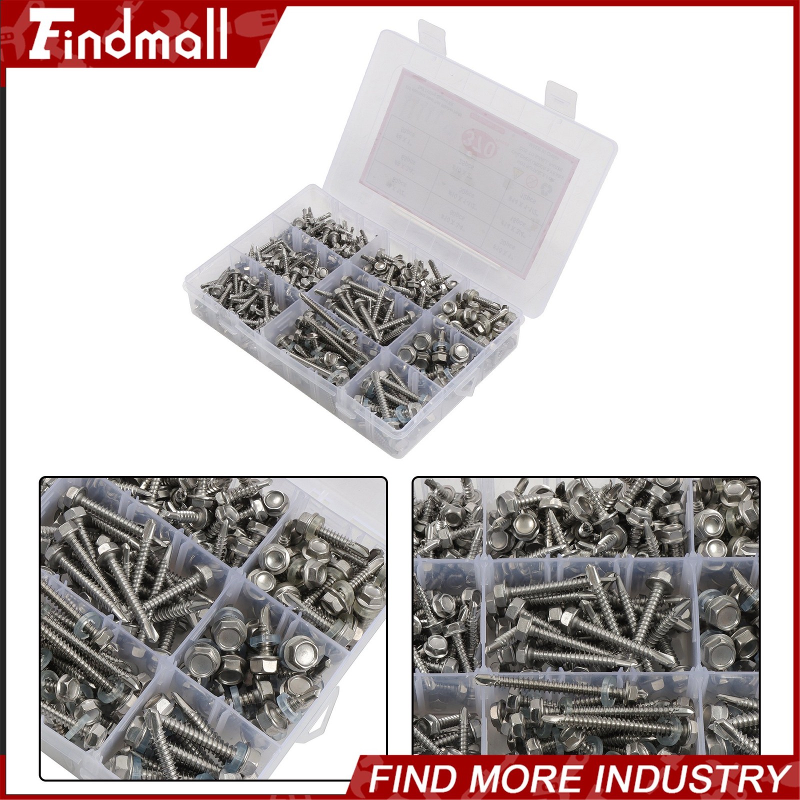 370Pcs #8#10#14 Self Drilling Screws Assortment Kit,410 Stainless Steel