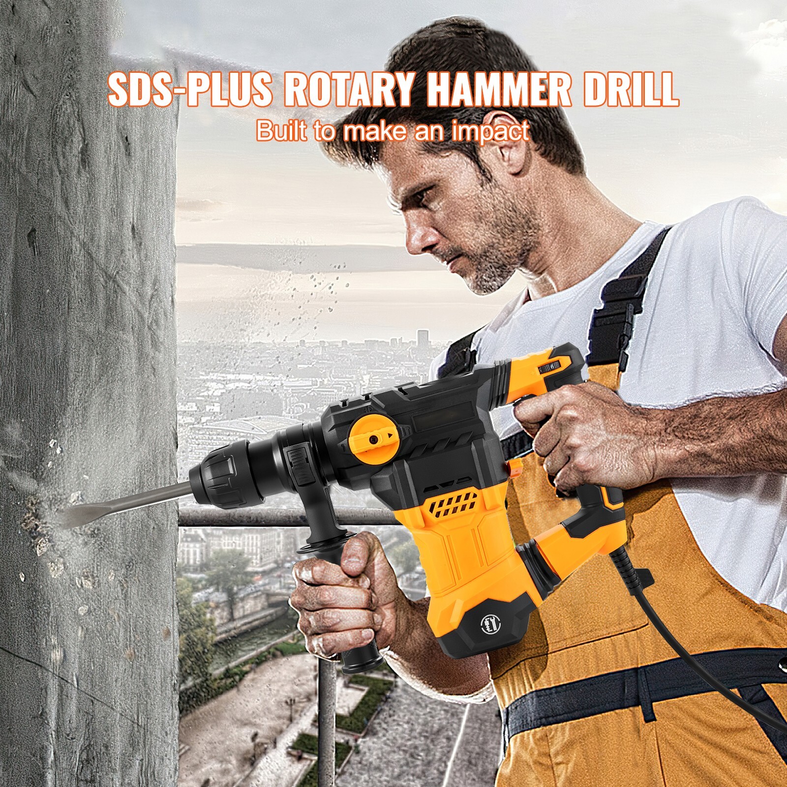 Rotary Hammer Drill Corded Drills 1-1/4″ 4 Modes SDS-Plus Chipping Hammers
