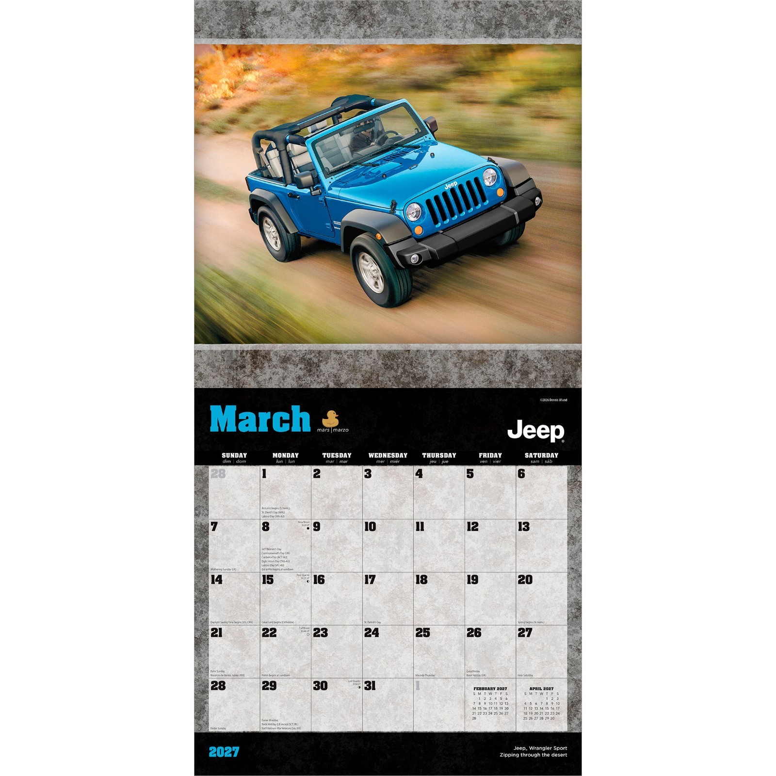 Jeep OFFICIAL | 2027 12×24″ (Hanging) Wall Calendar | Plastic-Free