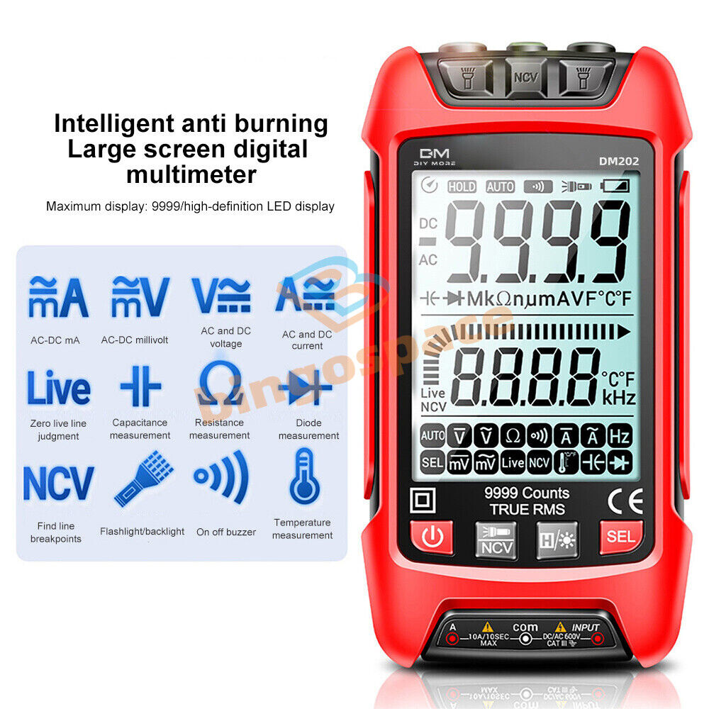 DM202 Digital Multimeter Voltmeter Resistance Capacitance Temp Transistor Meter