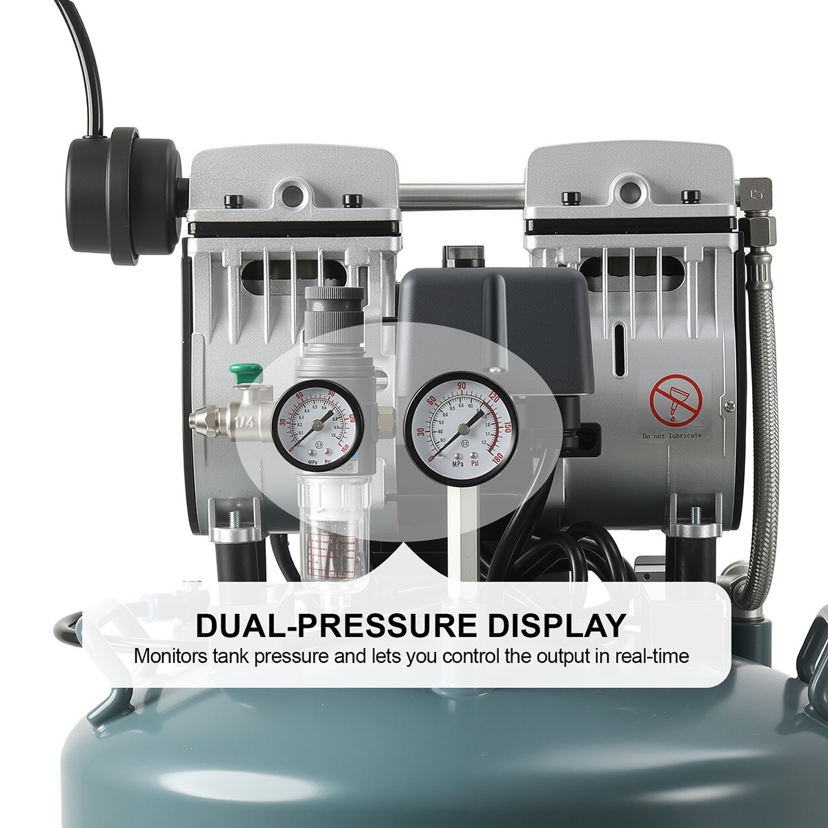 600W 24L Portable Dental Air Compressor Oil Free Silent Air Pump 110V