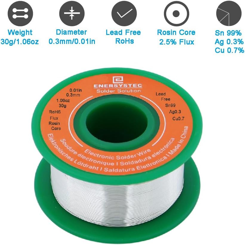 Ultra Thin Solder Wire 0.3Mm Rosin Core Flux Lead Free Electronics Soldering All