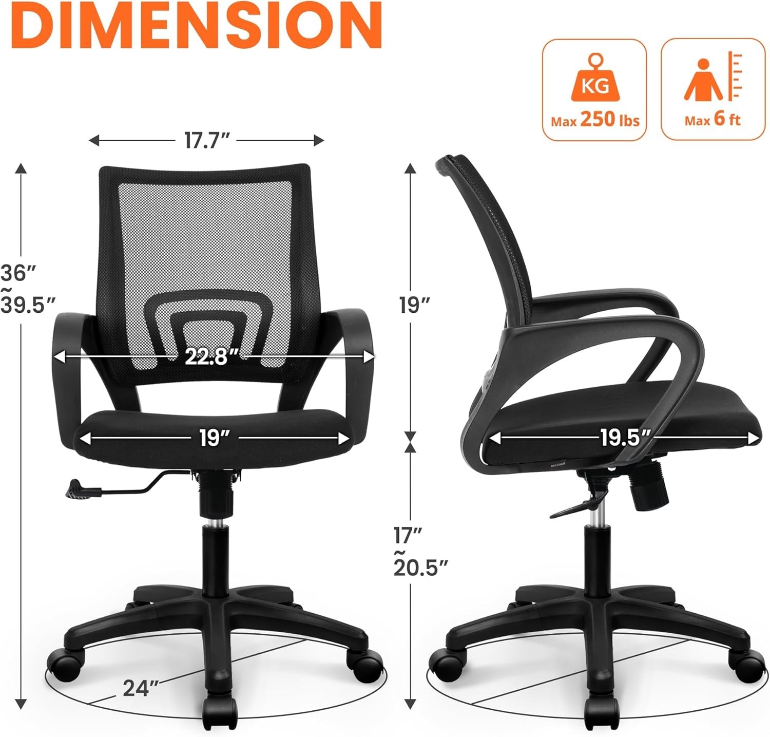 Ergonomic Mesh Chair with 360° Swivel & Height Adjustment for Any Room