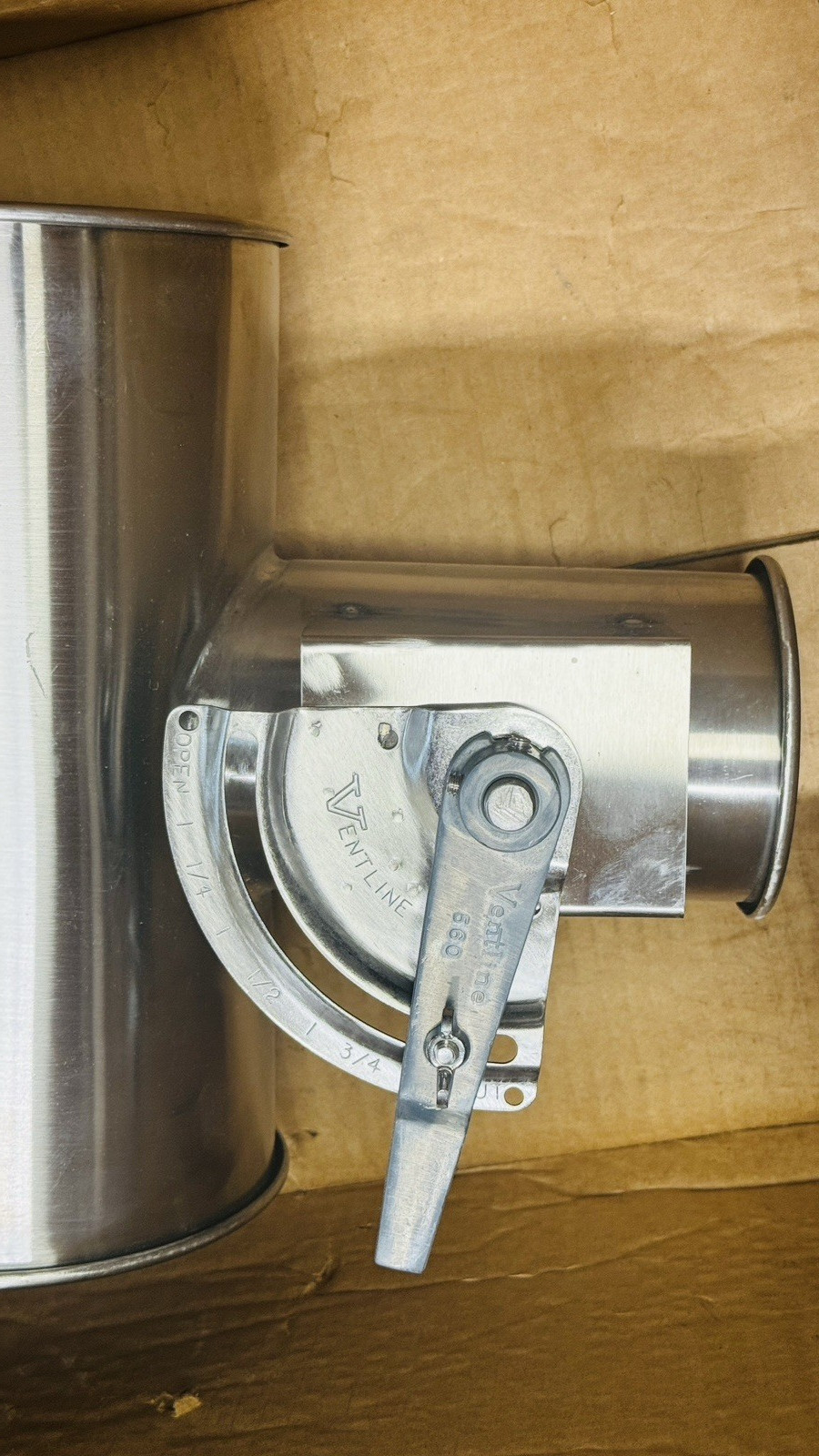 Nordfab Stainless Steel Tee Duct 6 x 6 x 4 Ventline Damper 560 555-1/2″