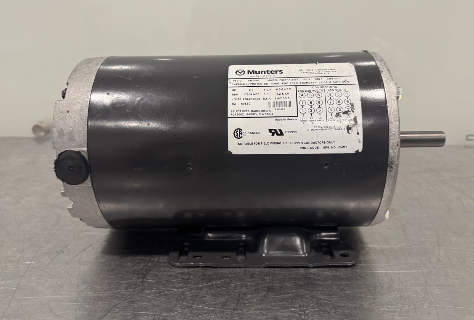 Munters FM1060 Motor 2HP 1750/1450 RPM P63FRA-1464 NEW! SHIPS FREE!