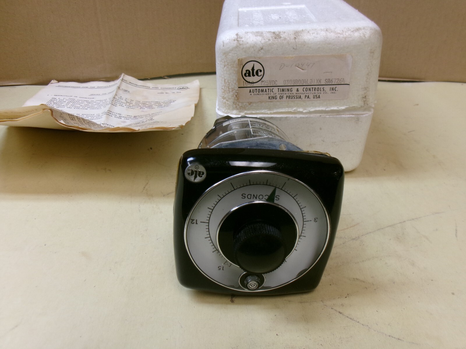 ATC )308B004L01XK SA67264 Timing Relay 0-15 Seconds , 125 VDC