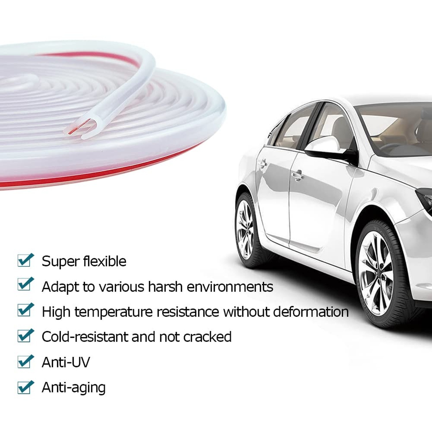 Clear Rubber Edge Trim, U Channel Rubber Seal Strip with Self-Adhesive Tape, …