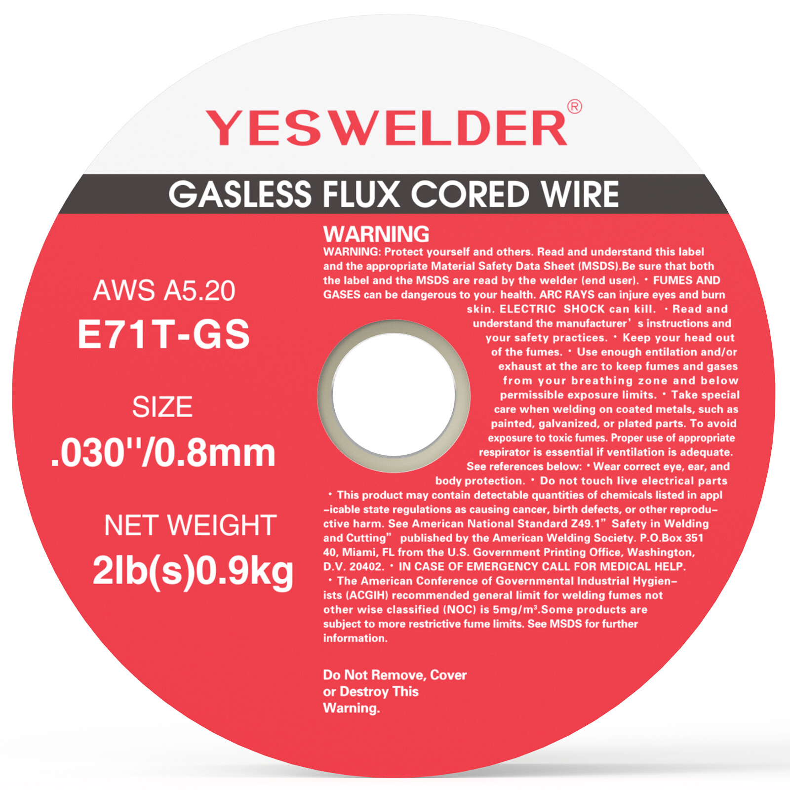 Gasless Flux Core Mig Wire, Mild Steel E71TGS .030″, 2-Pound Spool, 3 Rolls