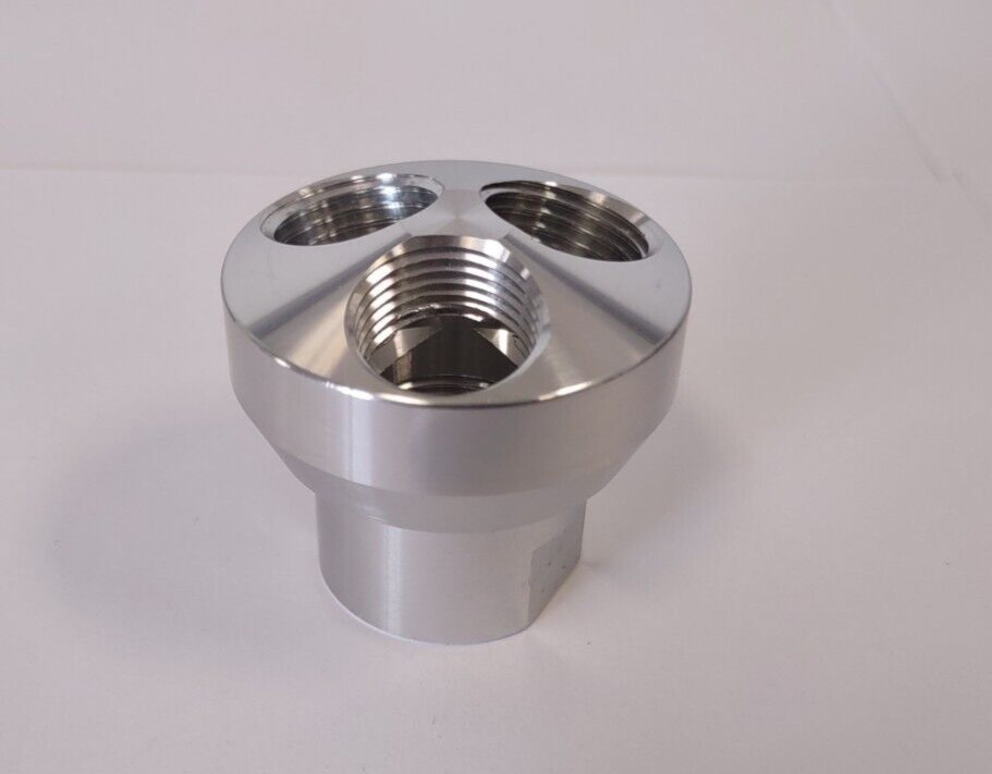 Aluminum manifold round 1 inlet 3/4″ NPT thread and 3 outlets 1/2″ NPT thread