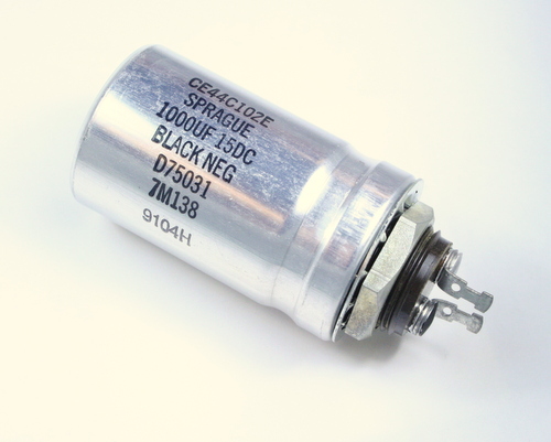 CE44C102E Sprague Capacitor 1,000uF 15V Aluminum Electrolytic Large Can Computer