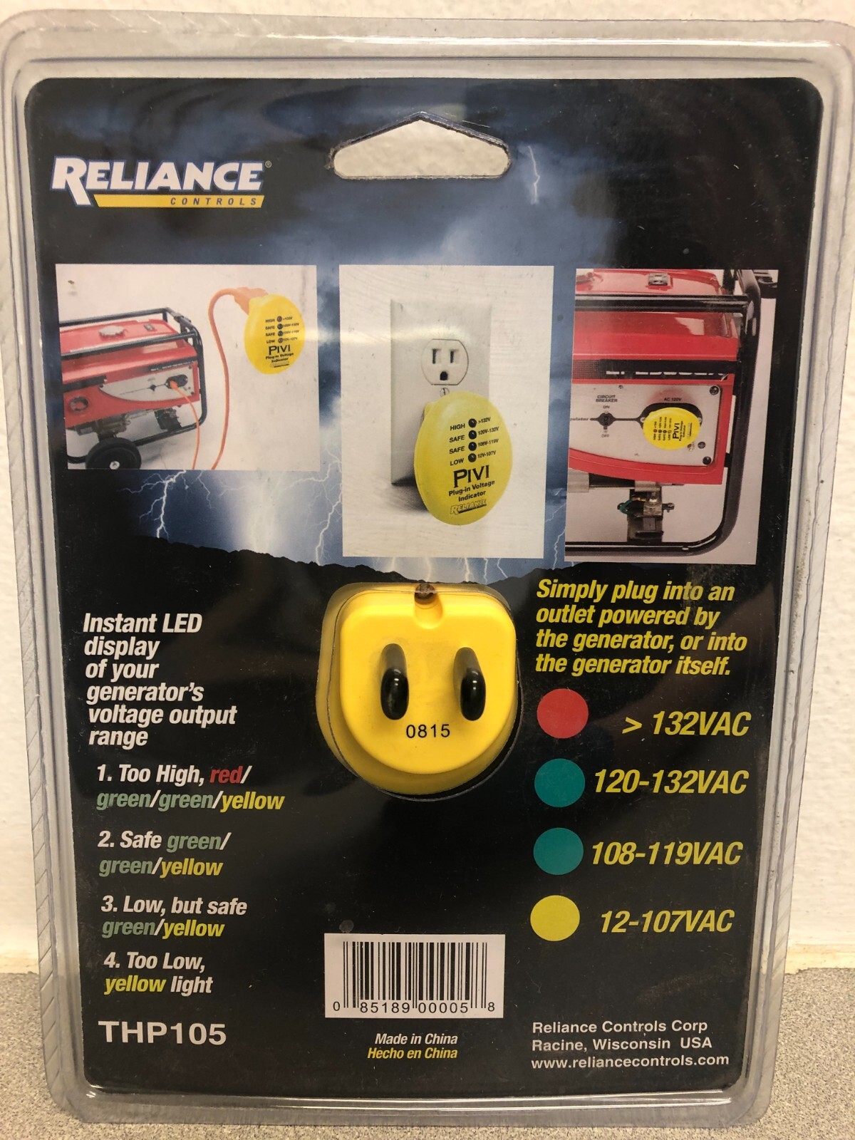 Reliance Controls THP105 PIVI 12-132 V LED Generator Tester
