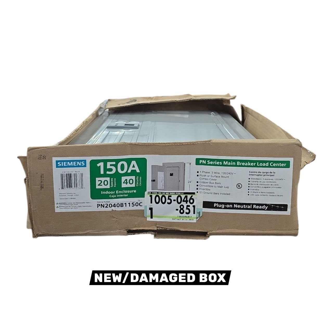 Siemens PN 150A 20-Space 40-Circuit Indoor Main Breaker Load Center Plug-On Neut