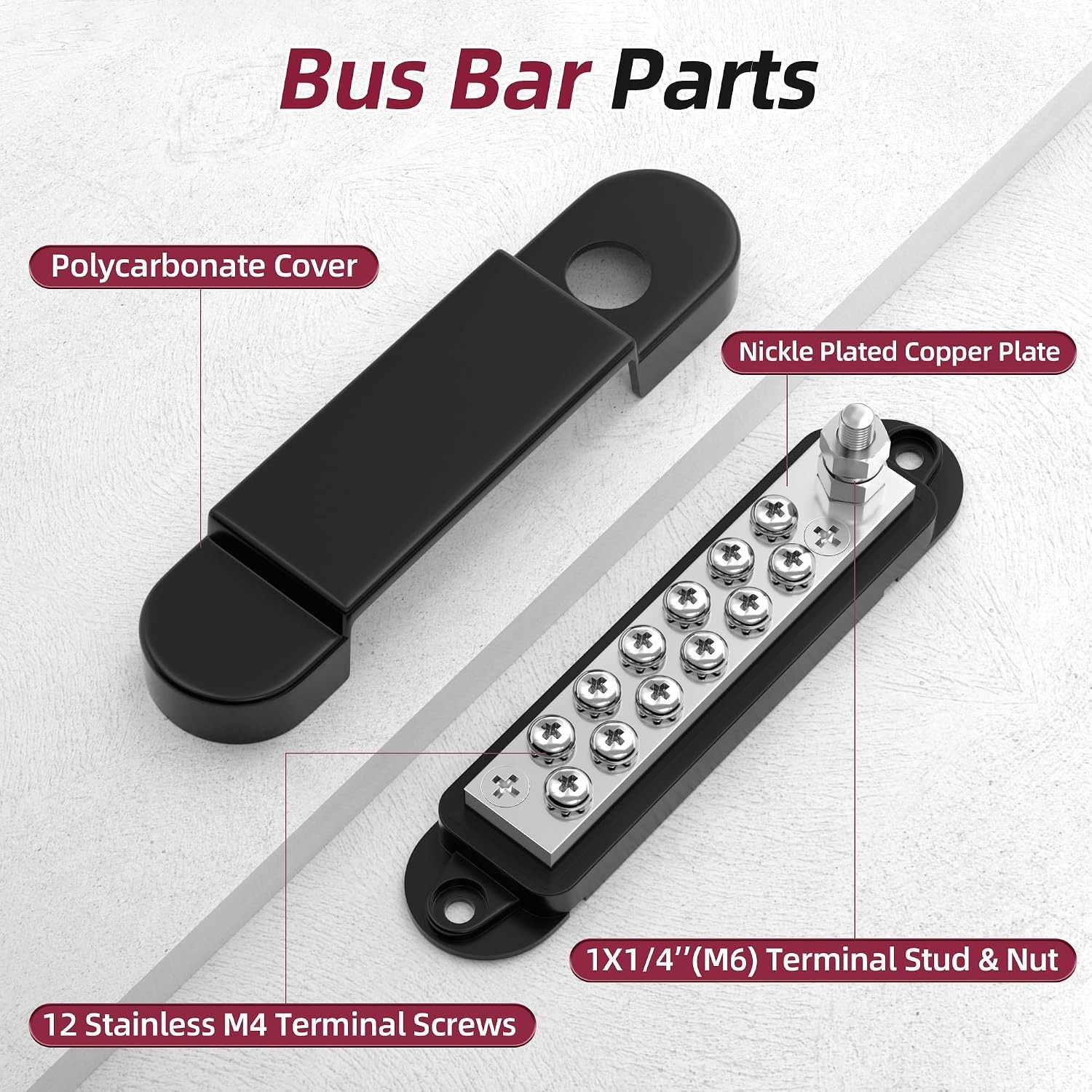 Durable ABS 12V Bus Bar with 48V Max Voltage for Secure Automotive Wiring