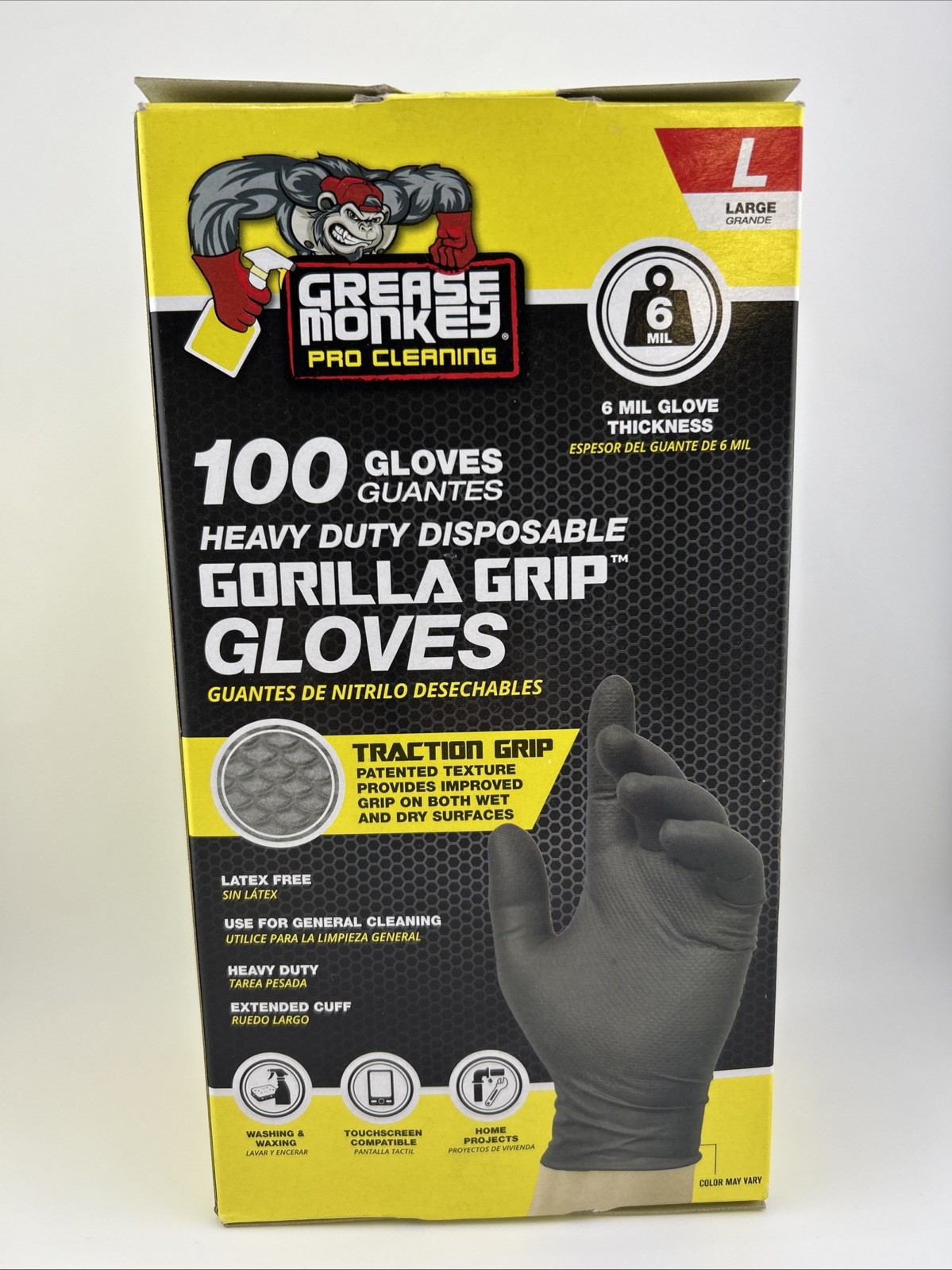 Grease Monkey Heavy Duty Disposable Nitrile Gloves, 100ct, 6Mil, Size Large Blue