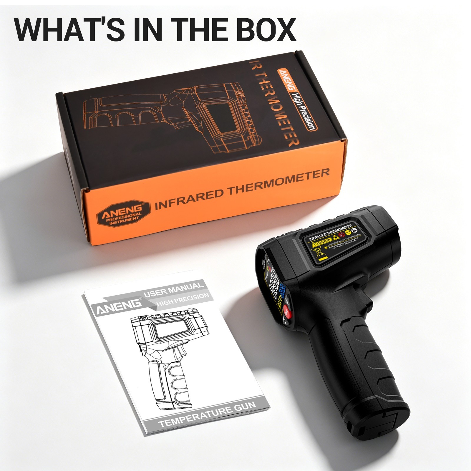 ANENG Infrared Thermometer Digital Laser Temperature Gun 12:1 IR Heat Meter Test