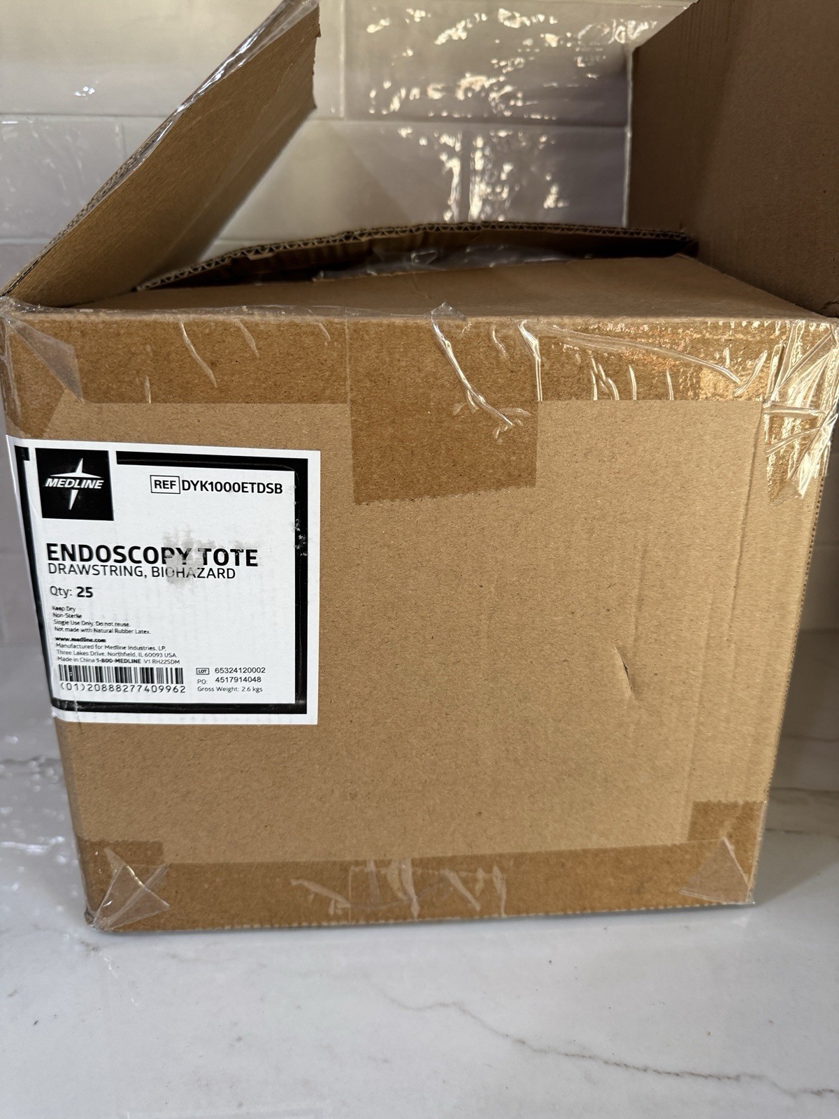 25 Medline Drawstring Endoscope Isolation Totes Biohazard Tote with Drawstring